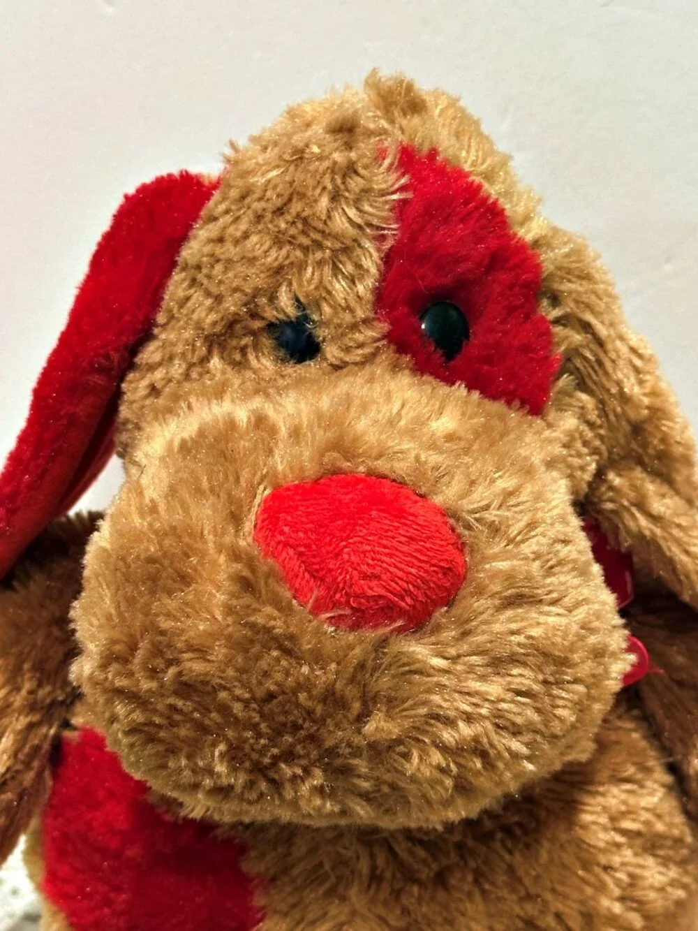 Nova World Brown Puppy Dog Plush Red Hearts Bow 14 Inch Stuffed Animal Soft Toy